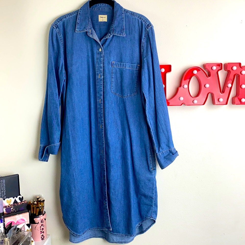 Gap Long Sleeve Denim Shirt Dress